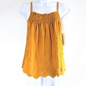 Rewind Gold Boho embroidered Tank Top